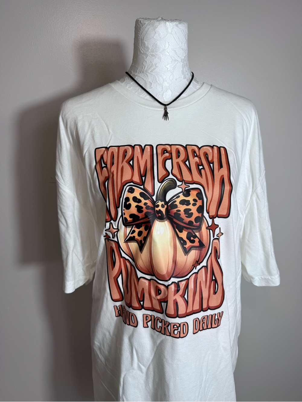 Women’s White fall 'Farm Fresh Pumpkins' Graphic Tee